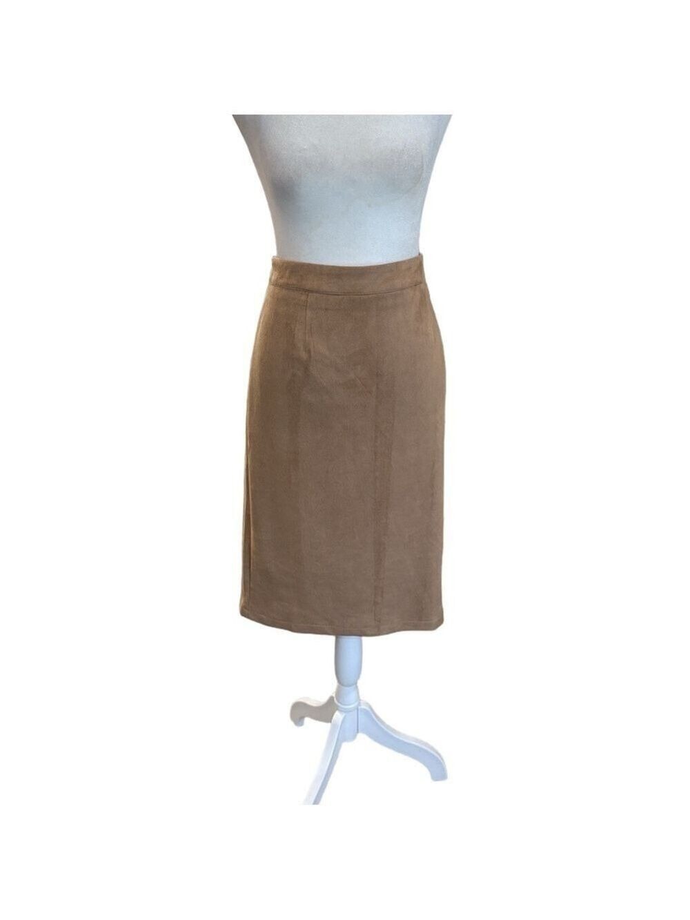 Lulus Superpower Size L faux suede pencil skirt. Camel color knee length career